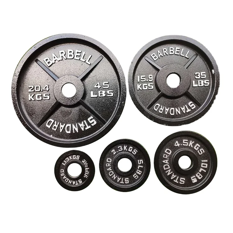 
Cheap high quality home fitness gym equipment durable cast iron barbell weight plate 