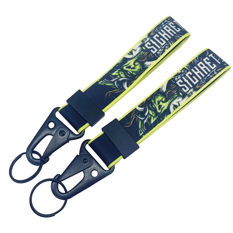 Hot Sale Eagle Buckle Nylon Polyester Fabric Motorcycle Carabiner Short Lanyard Custom Keychain Keys Lanyard