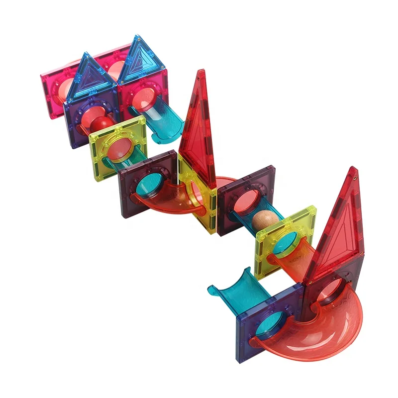 3D Transparent Children Magnetic Set Ball Play Maze Race Set Toy Marble Run Tiles