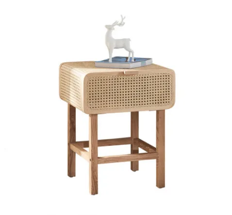 Bedroom Furniture Cane Wooden Night Stands Natural Rattan Wicker Bedside Table