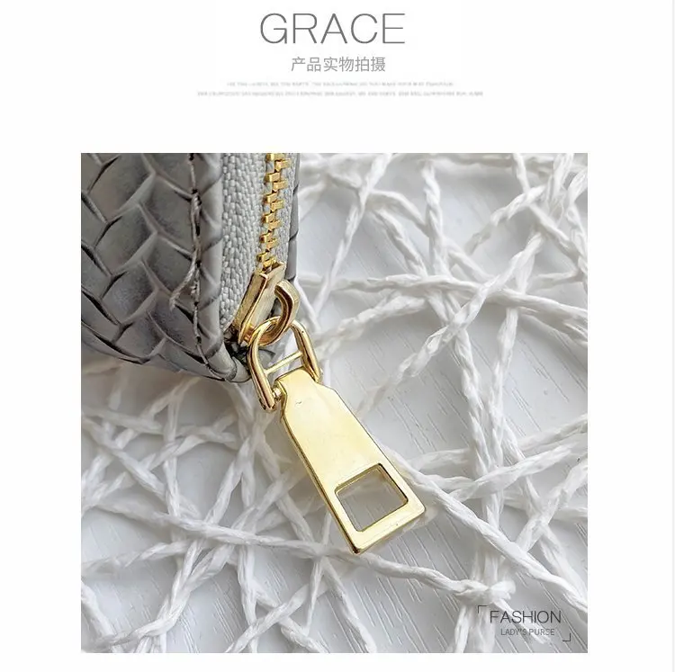 New wallet fashion large-capacity small change mobile phone clutch women woven plaid long zipper wallet