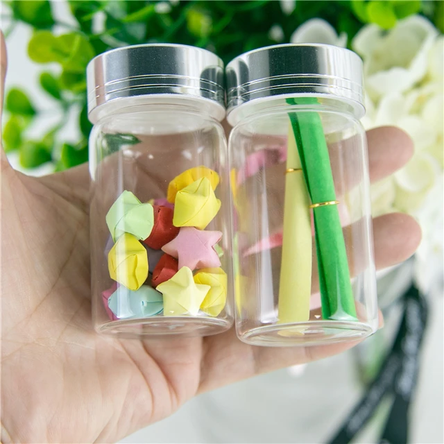 50ml Glass Bottle with Silver Screw Cover, Small Clear Bottle can Hold Food Decorations, can Customize Logo and Free Shipping