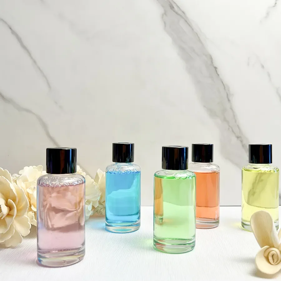Home Decoration OEM Fire-Free Flower Aromatherapy Glass Bottle Liquid Aroma Reed Diffuser Flameless Aromatherapy