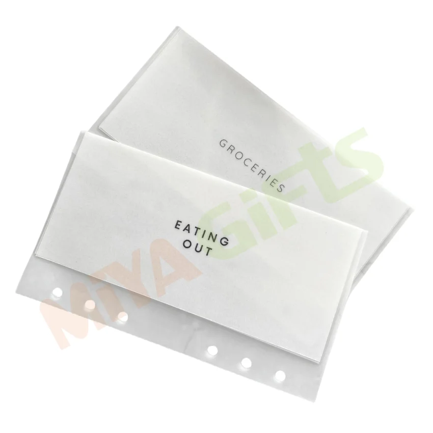 custom A6 Personal matte vellum cash envelope for budget binder personalized frosted cash stuffing money saving transparent