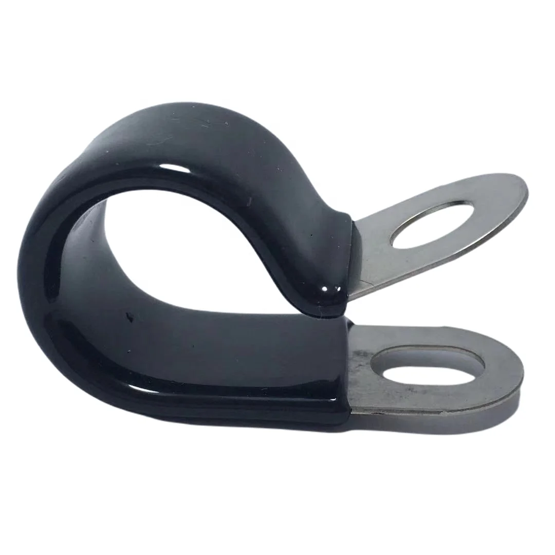 Galvanized Band Rubber Coated P Style Retaining Fixing Hose Clamps