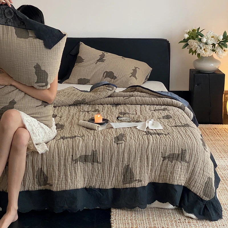 New Style Ten-layer Single-strand Yarn Aesthetic Quilt Lace Gauze Autumn And Winter Quilt Core Comforter Set