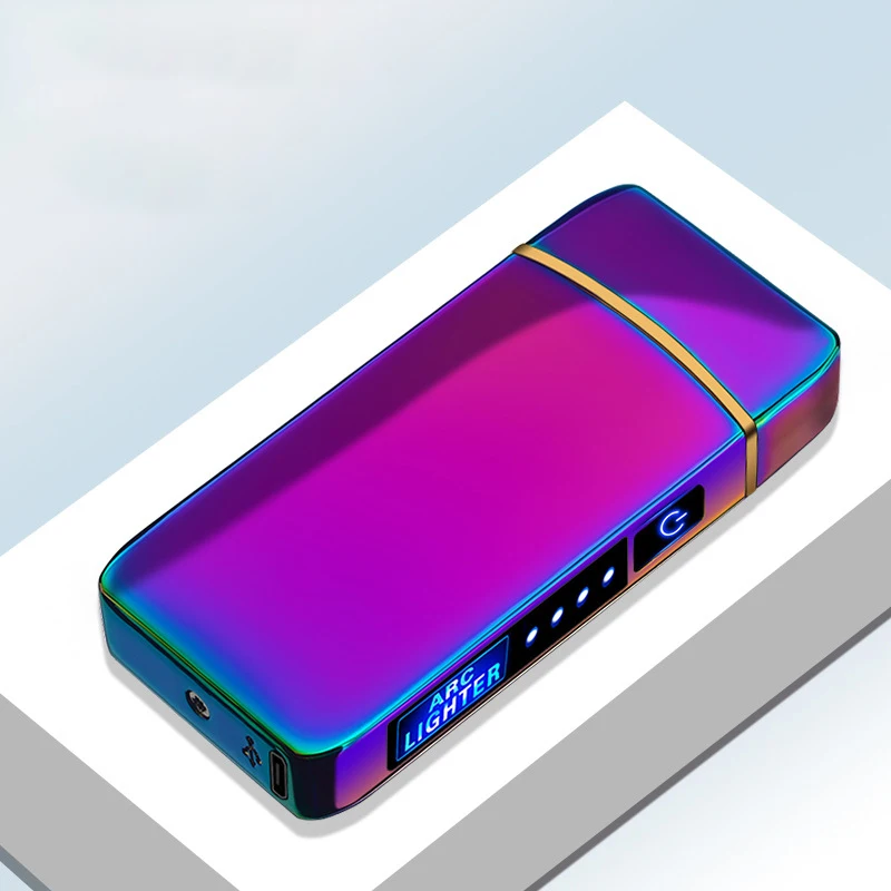 Роскошный USB-зарядный зажигалка индивидуальный датчик отпечатков пальцев разблокированный дуговой ветрозащитный прикуриватель