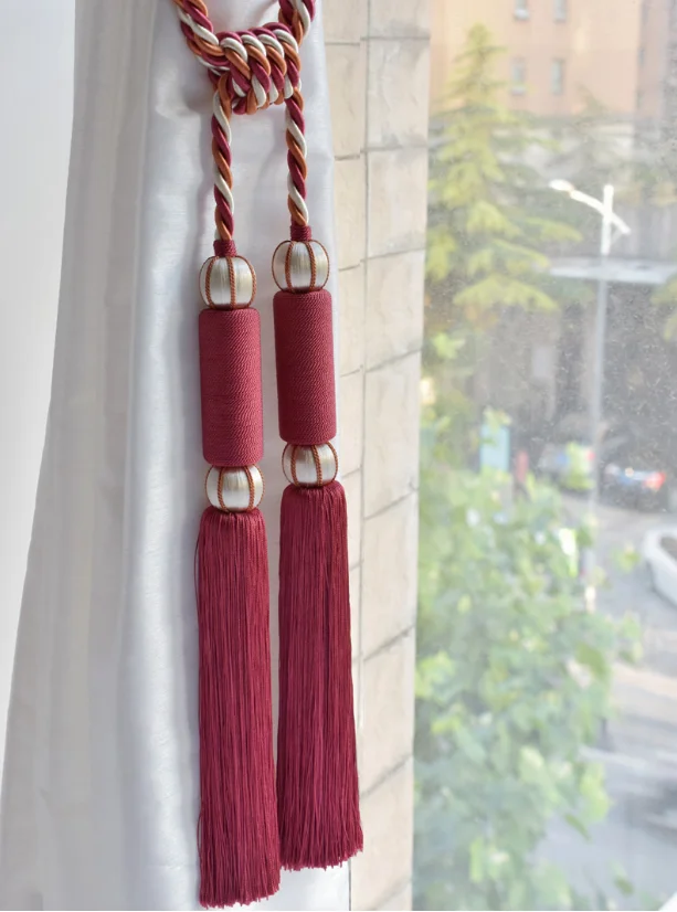 Ink painting curtain accessories tassels trimmings Chinese style tassel curtain country club cream tassel beaded curtain string