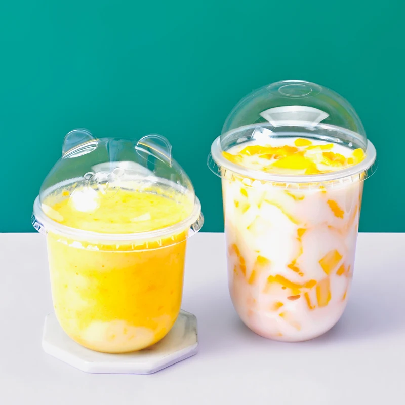 Disposable plastic cup 95 caliber U-shaped transparent PP plastic cup Bubble tea boba cup with lid