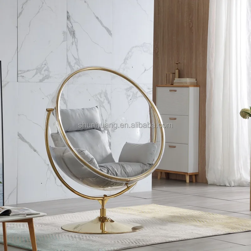 High end indoor or outdoor swing chair  garden stainless steel  acrylic hanging bubble chair patio furniture