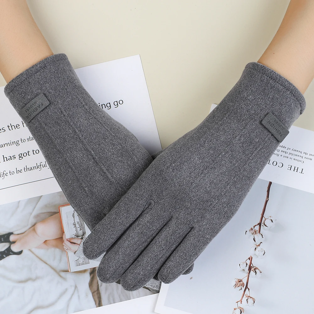 Autumn and winter rabbit velvet cute little bow warm touch screen gloves for ladies