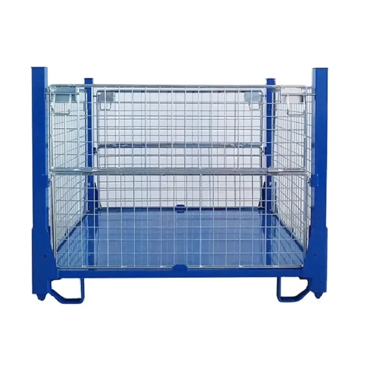Heavy Duty Collapsible Steel Pallet Box  Metal Steel Folding Wire Mesh Pallet Storage