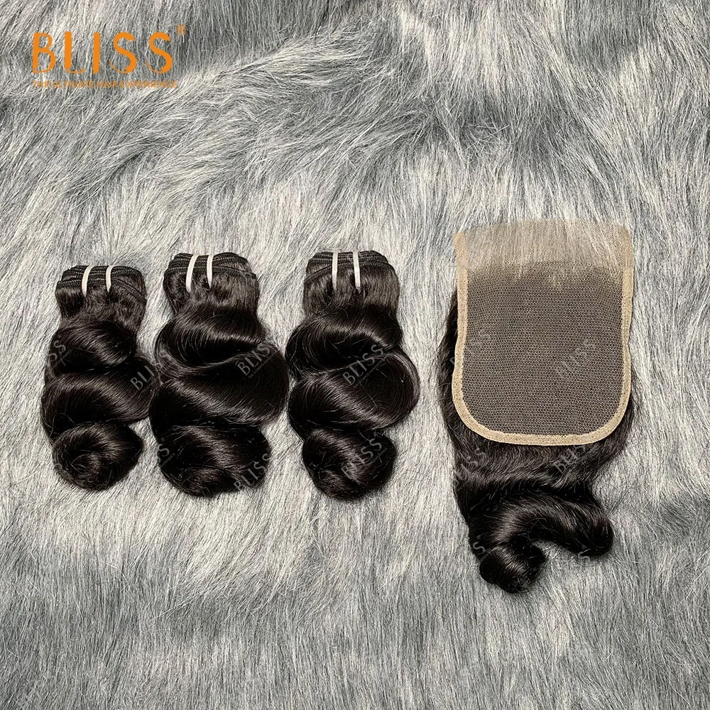 Bliss Emerald DD 3+1 Packet Hair 100 Human Virgin Brazilian Loose Wave Hair Bundles with Closure