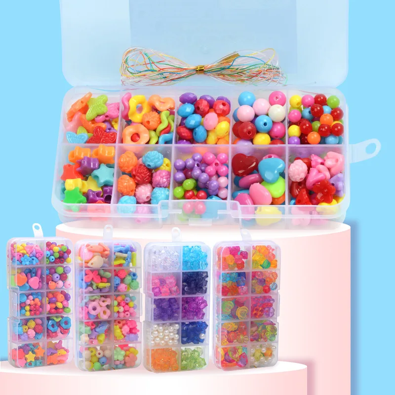 Kids DIY Toys Kit Girl Plastic Beads Spacer Loose Beads For Jewelry Making Diy Handmade Bracelet