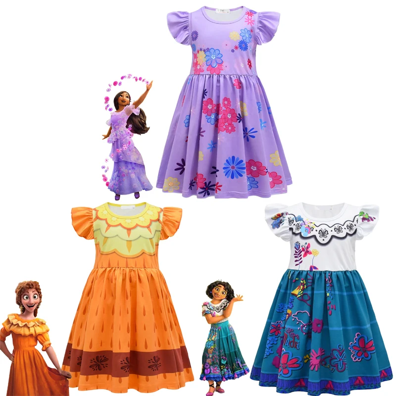 Girls Encanto Mirabel Madrigal Dress Kids Party Cosplay Costume Children Fancy Dolores Isabela Princess Dresses Vestidos