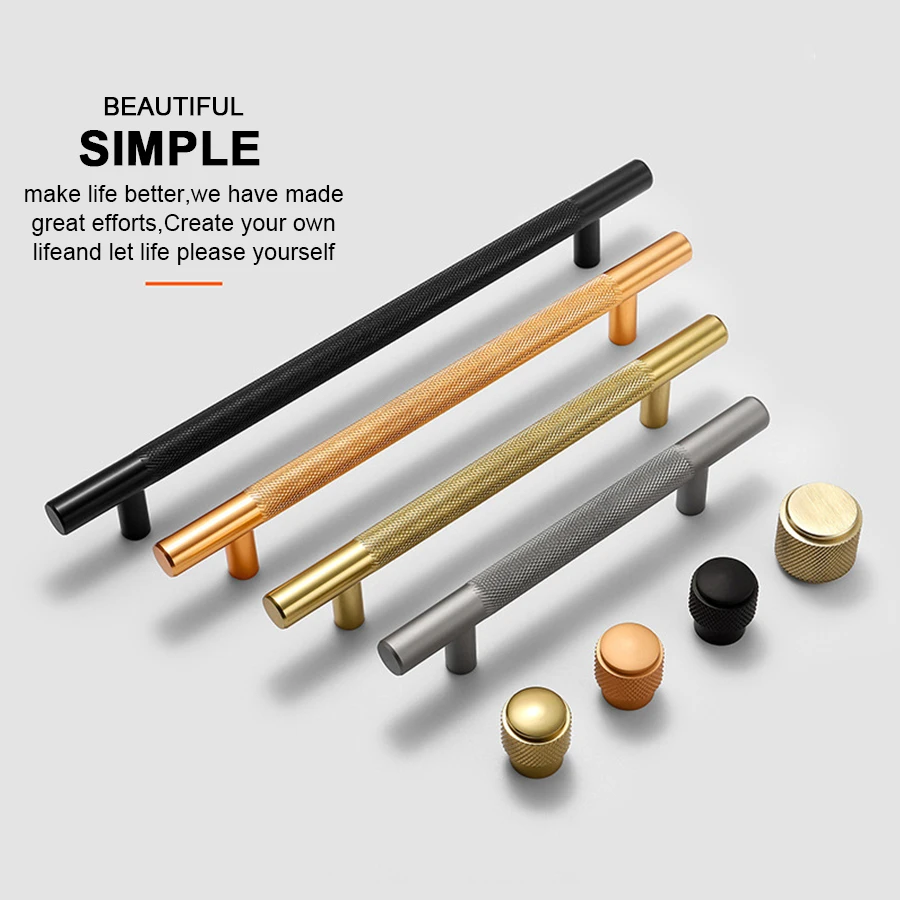 Factory Selling 20mm-1000mm Long Aluminum Profile  Knurling Handles Knob Knurled Cabinet Door Pull Handle with Screw