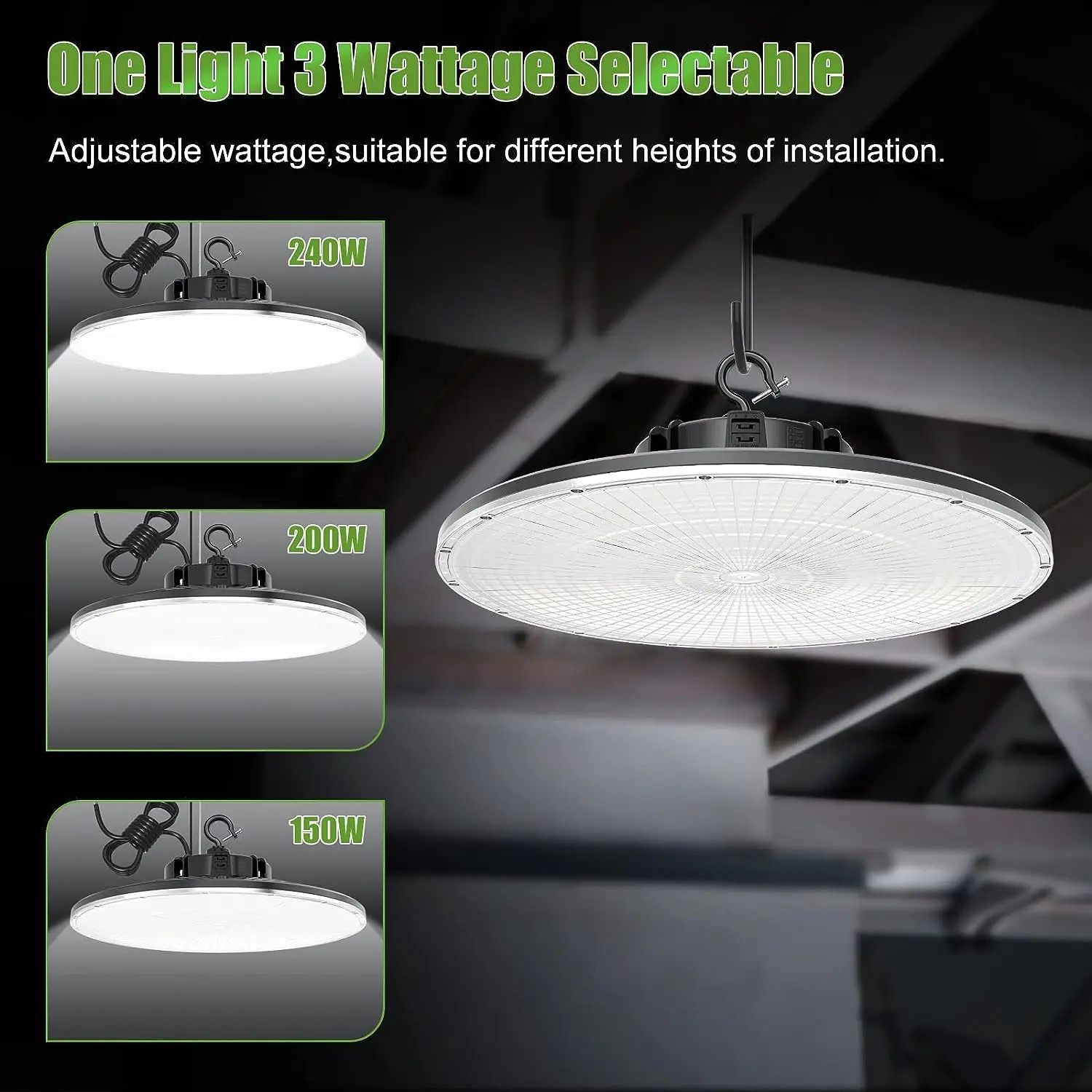 100W-400W UFO LED Industrial Lighting High Bay Light Fixture Aluminum IP65 Warehouse Garage Factory Canopy UFO High Bay Light