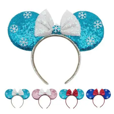 New Snow White hair hoop Frozen snow bow sequins hair accessories adult cartoon headwear