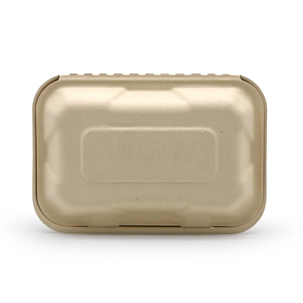 LuzhouPack customized biodegradable sugarcane disposable container clamshell takeaway box for food