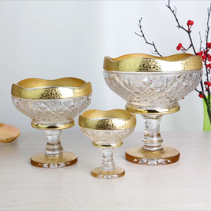 Good Quality Uzbekistan Popular Style 1+2+6 Set Crystal Bohemia Glass Bowl Series