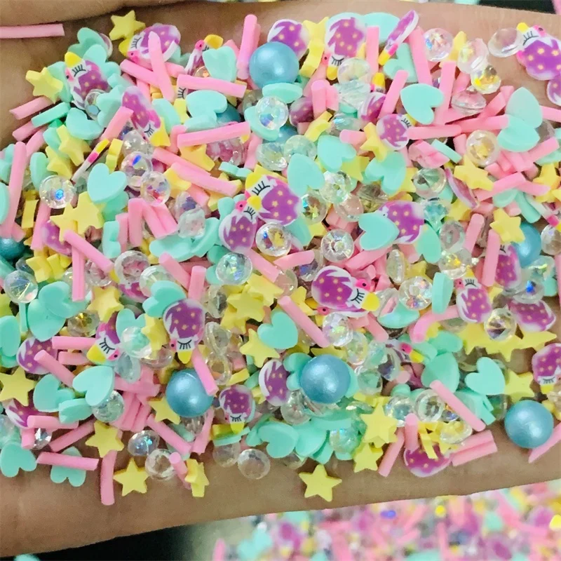 100g/bag Cartoon Purple Unicorn Slices With Star Polymer Clay Sprinkles for Photo Frame Phone Case Scrapbook DIY Decorations