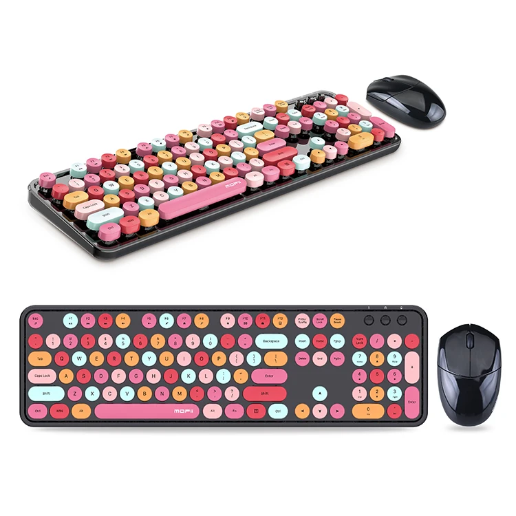 Best Seller Keyboard Usb Wireless Mixed Color Round Keycover Plastic Colored Wireless Keyboard