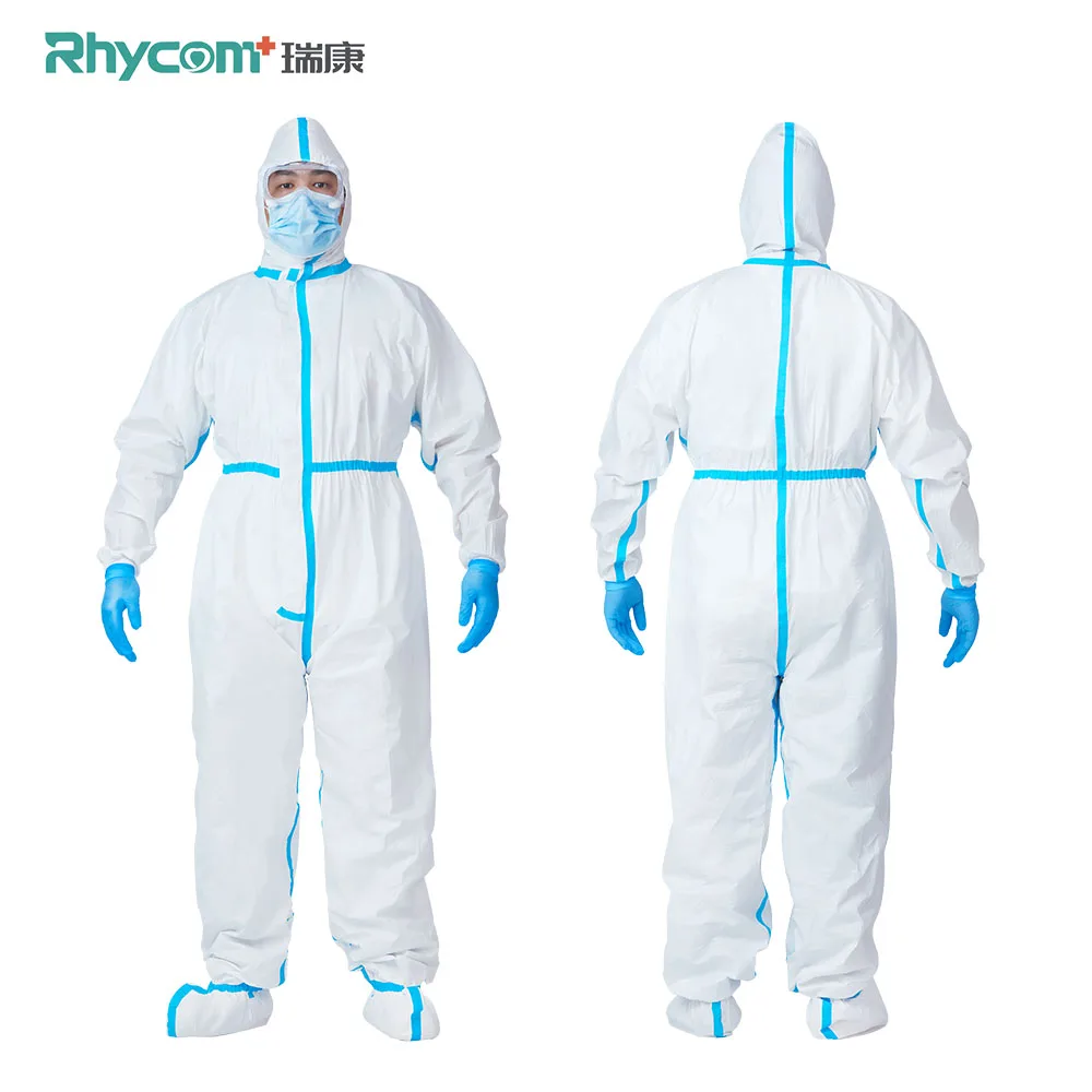 
Rhycom Factory Direct Sms Nonwoven Disposable Medical Protective Clothing With Hood 