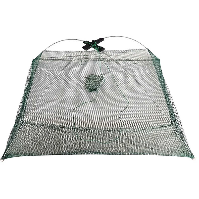 Wholesale high quality small Portable Durable Folding Nylon Mesh Square Crab fish cage lobster trap
