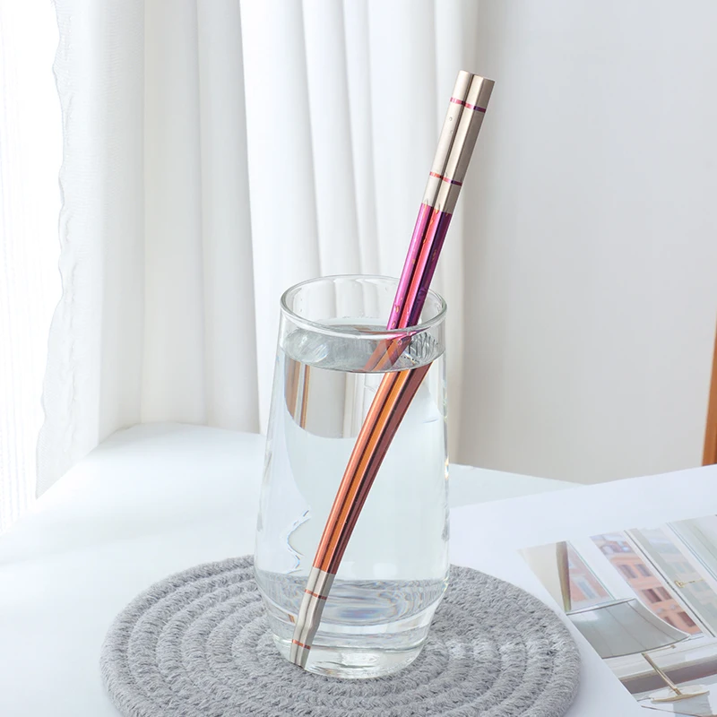 Wholesale Titanium Reusable Sushi Personalized Chinese Chopsticks Stainless Steel Metal Custom Chopsticks