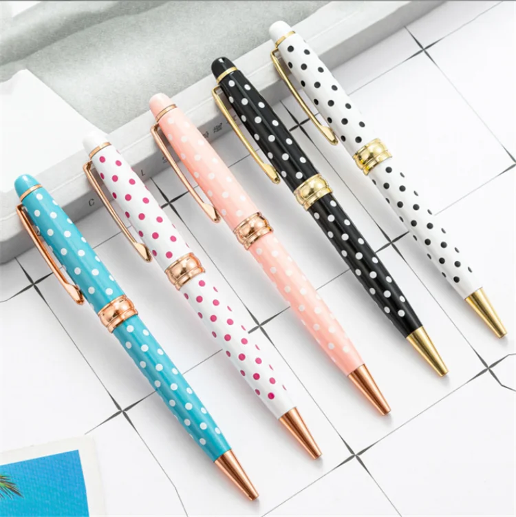 Spot wholesale polka dot ballpoint pen can print logo oily ballpoint pen multicolor ballpoint pen
