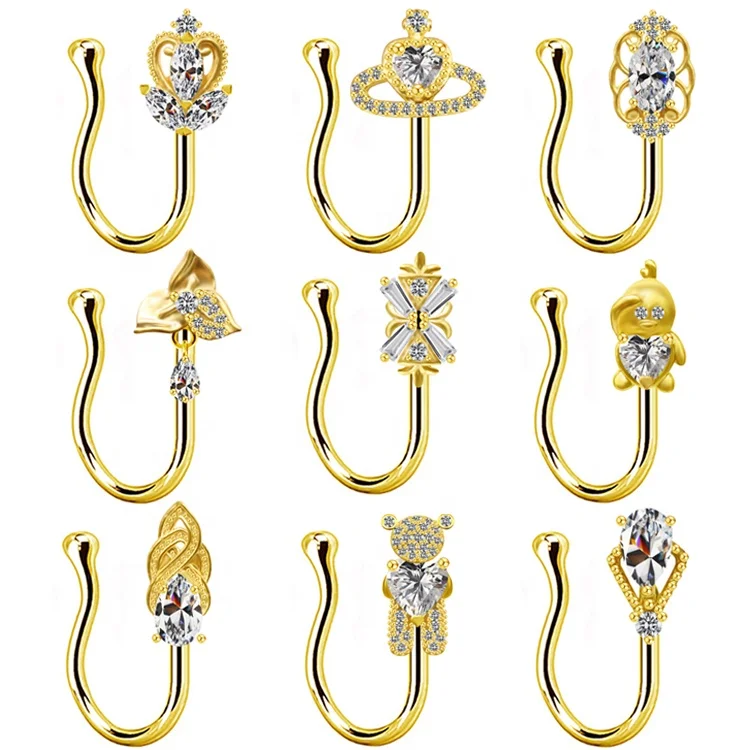 Getta top selling dragon fake nose ring butterfly nose cuff clip on nez hoop bunny non piercing nose ring jewelry for woman man