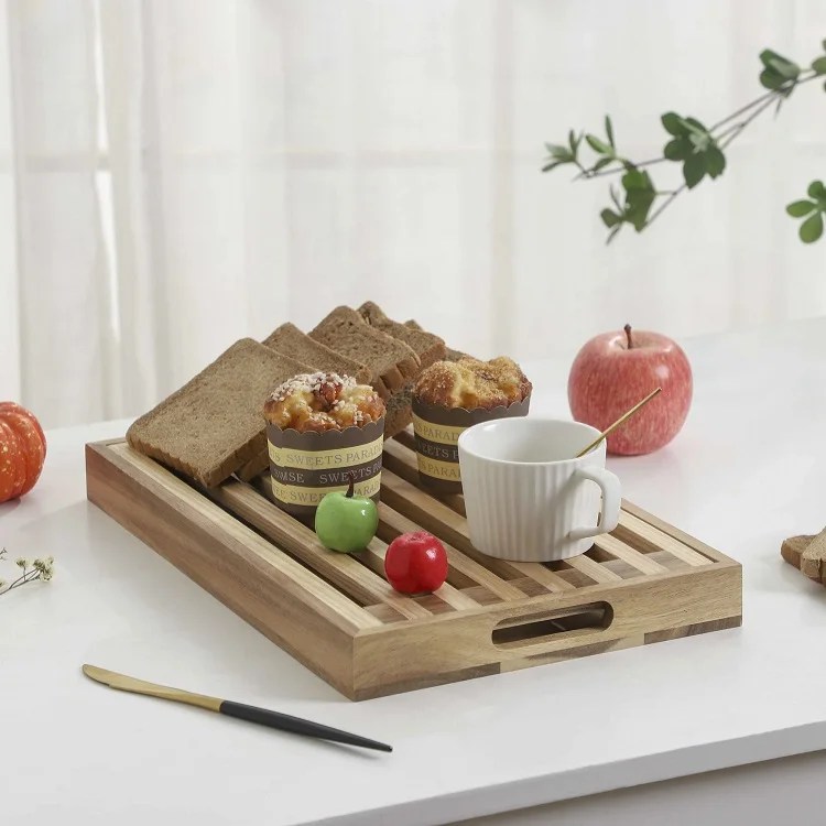 Wooden Cutting Board Catcher Crumb Tray Bread Slicer for Homemade Bread Serving Tray for Kitchen