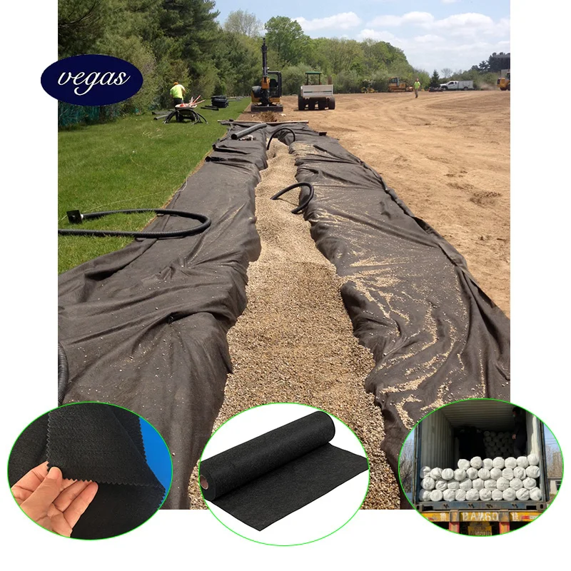 High Strength Road Reinforced Geotextile Filament Non Woven Geo Textile Polypropylene Material Blanket Black White 100g 800g