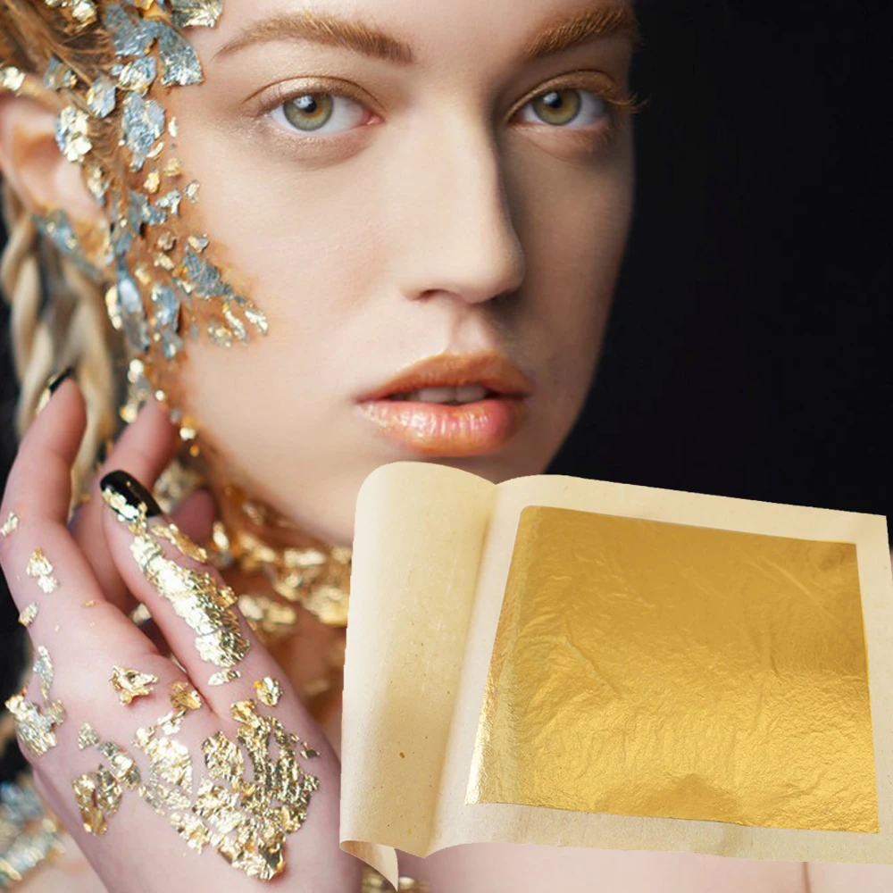 8 X 8 cm 24 K Genuine Edible Real Healthy and Luxury Gold for Wine and Coffee Decoration Edible Gold Leaf Foil Sheets