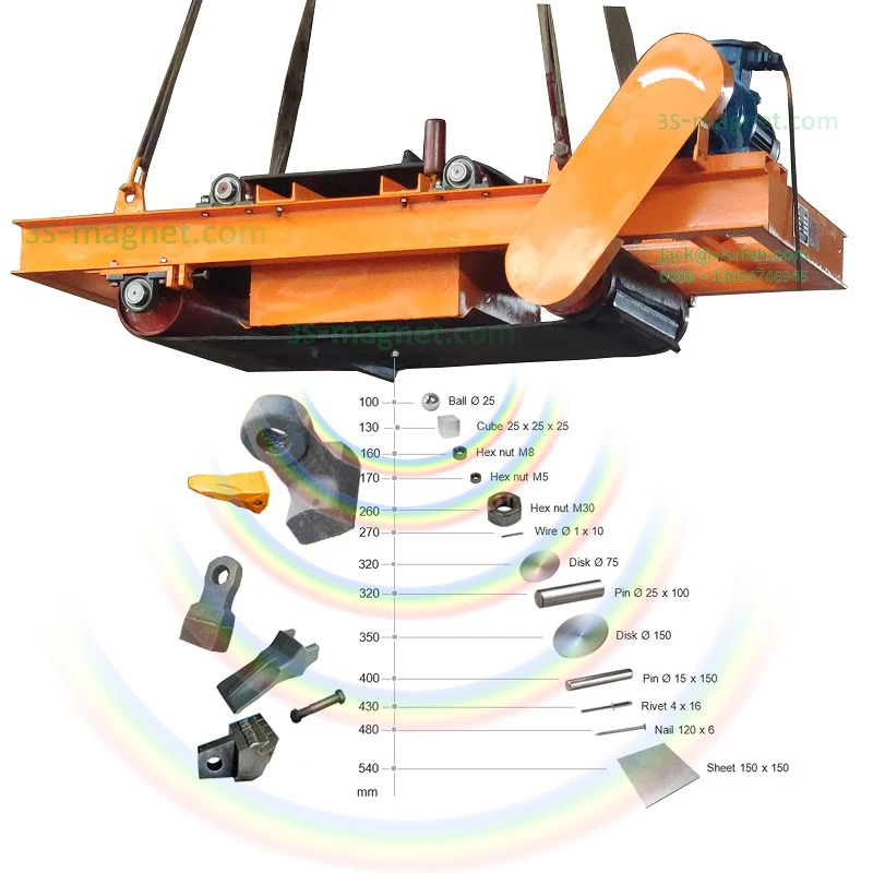 automatic cleaning coal overband suspended cross belt magnetic magnet for conveyor