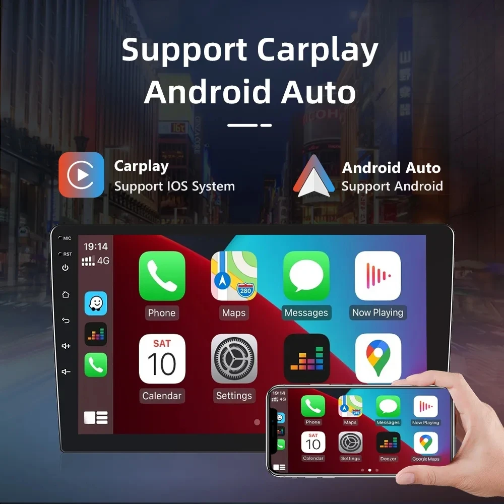 2Din 2+32G 10.1' Car Radio Android 11 Carplay Android Auto GPS RDS HIFI Support AHD Cam For Toyota Wish 2003-2006