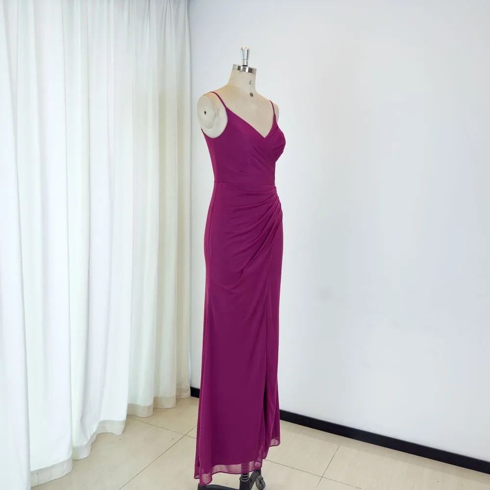 TEENYEE Adjustable Spaghetti Straps Luxury Bridesmaid Elegant Dinner Dress Party Wedding Dress On The Beach