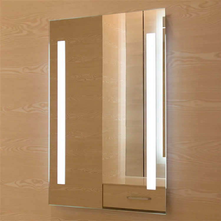 bathroom basin mirror with radio glass shelf Bath antifog Bluetooth led mirror with lighting