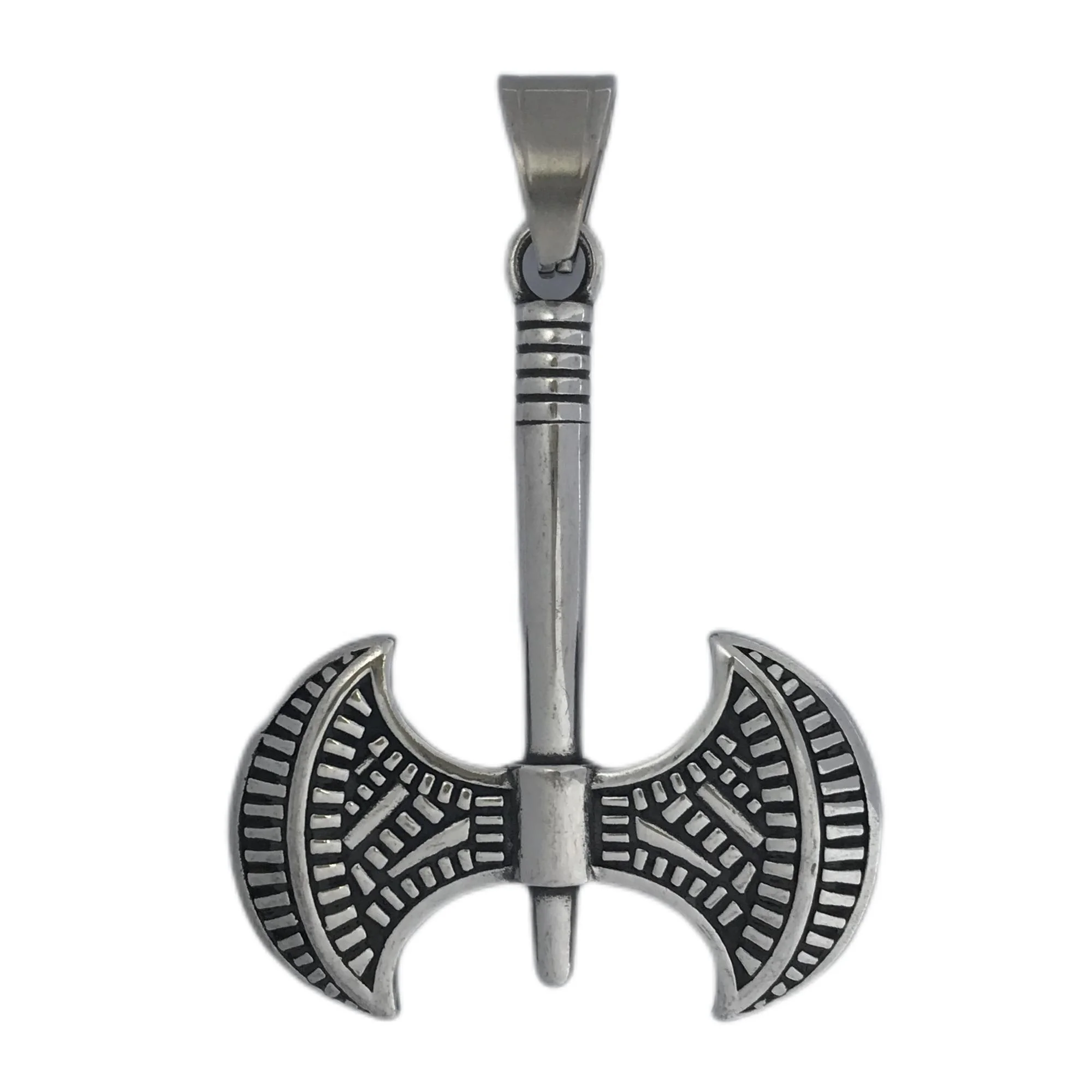 Steel Celtic Knot Necklace Viking Pendant  Norse Triple Odin Horns Crescent Moon of Oden Horn Weapon Spearhead Dagger Talisman