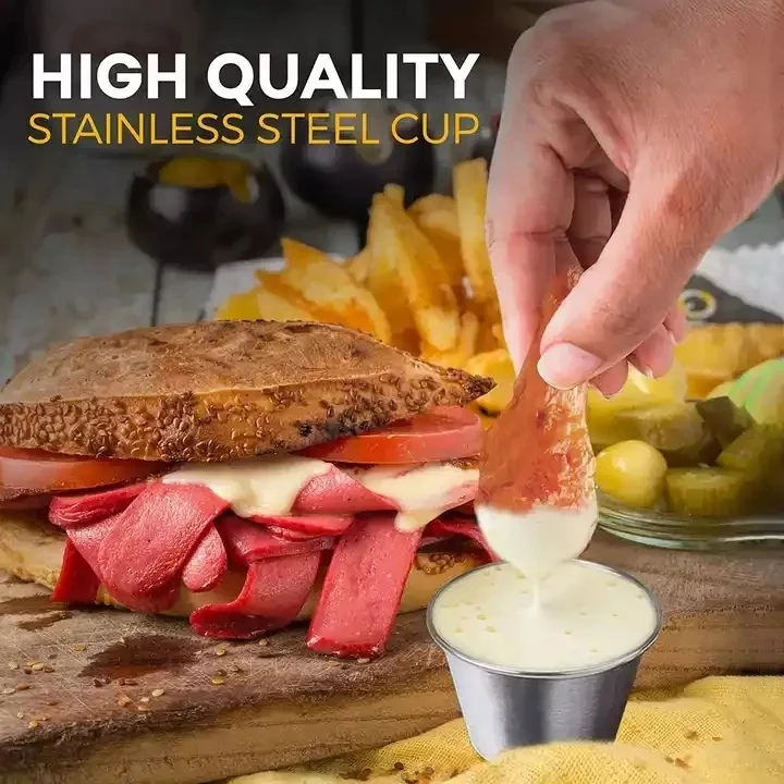 Food Grade 18/8 Stainless Steel Round Ramekin Condiment Sauce Cups