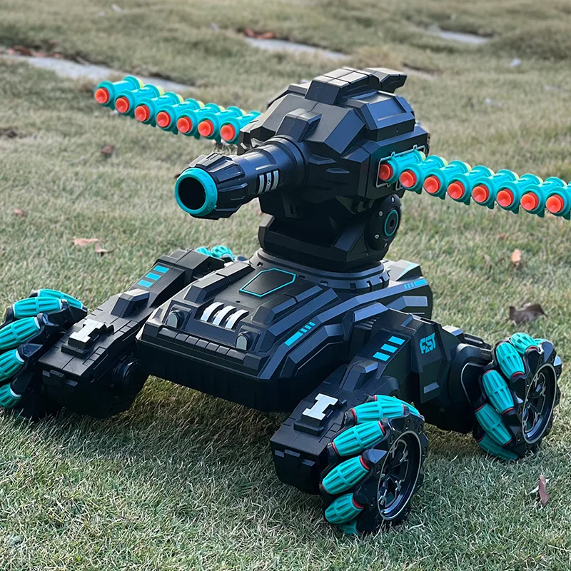 New Trend Stunt Car Infrared Laser Targeting Water Bomb Rc Tank Toy 2.4g Dual Remote Control 360 Degree Rotation Gesture Rc Car