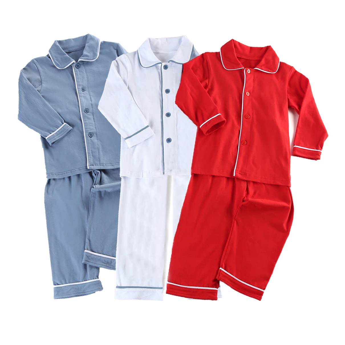 RTS red sleepwear girls kids custom pajamas cotton christmas pyjamas family boys pajama