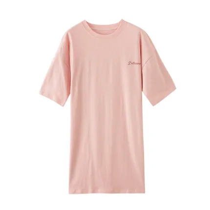 Factory Customize Print Dress Casual Home Wear Lady Nighty Summer Pajamas Patterns Nightgown Combed Cotton Loungewear Sleep Gown