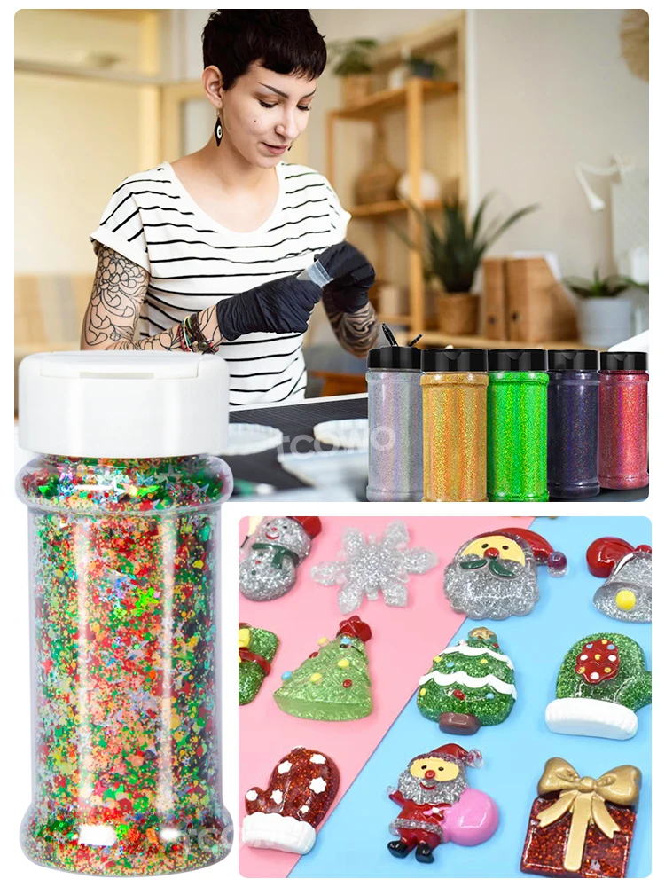 Bright Colorful Holographic Mix Chunky Body Glitter Bulk Wholesale Christmas Fine and Chunky Glitter Powder in Shaker