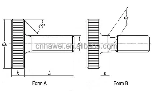 SS304 SS316  Slotted Flat Head Knurled Thumb Machine Screw DIN653