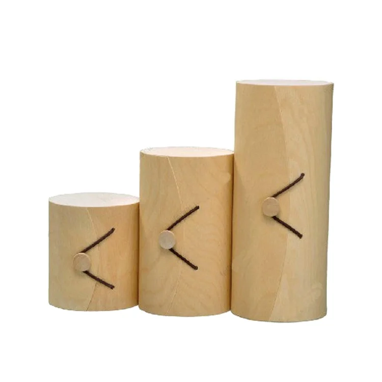 Custom Round Bamboo Carved Wooden Essential Oil bottle Cosmetics Packaging Gift Box