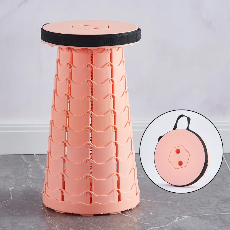 Foldable Retractable Stool Portable Plastic Telescopic Stool Camping Fishing Collapsible Folding Mini Plastic Stool