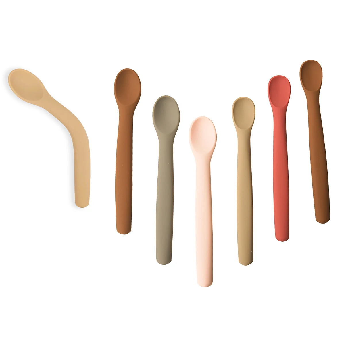 BPA Free Silicone Baby Products Spoons Set of 2 Sizes Feeding Spoon First Stage Baby Utensils Toddler Bendable Led Weaning Spoon