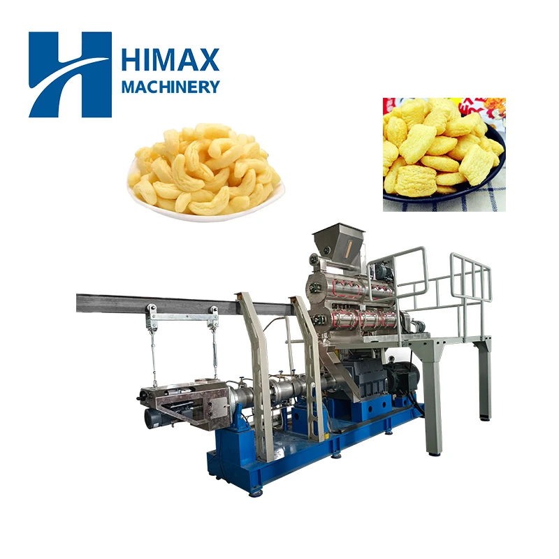 Multifunctional puffed corn snaks food making twin screw extruder 100-150 Kg/h food snacks machine puff snacks production line