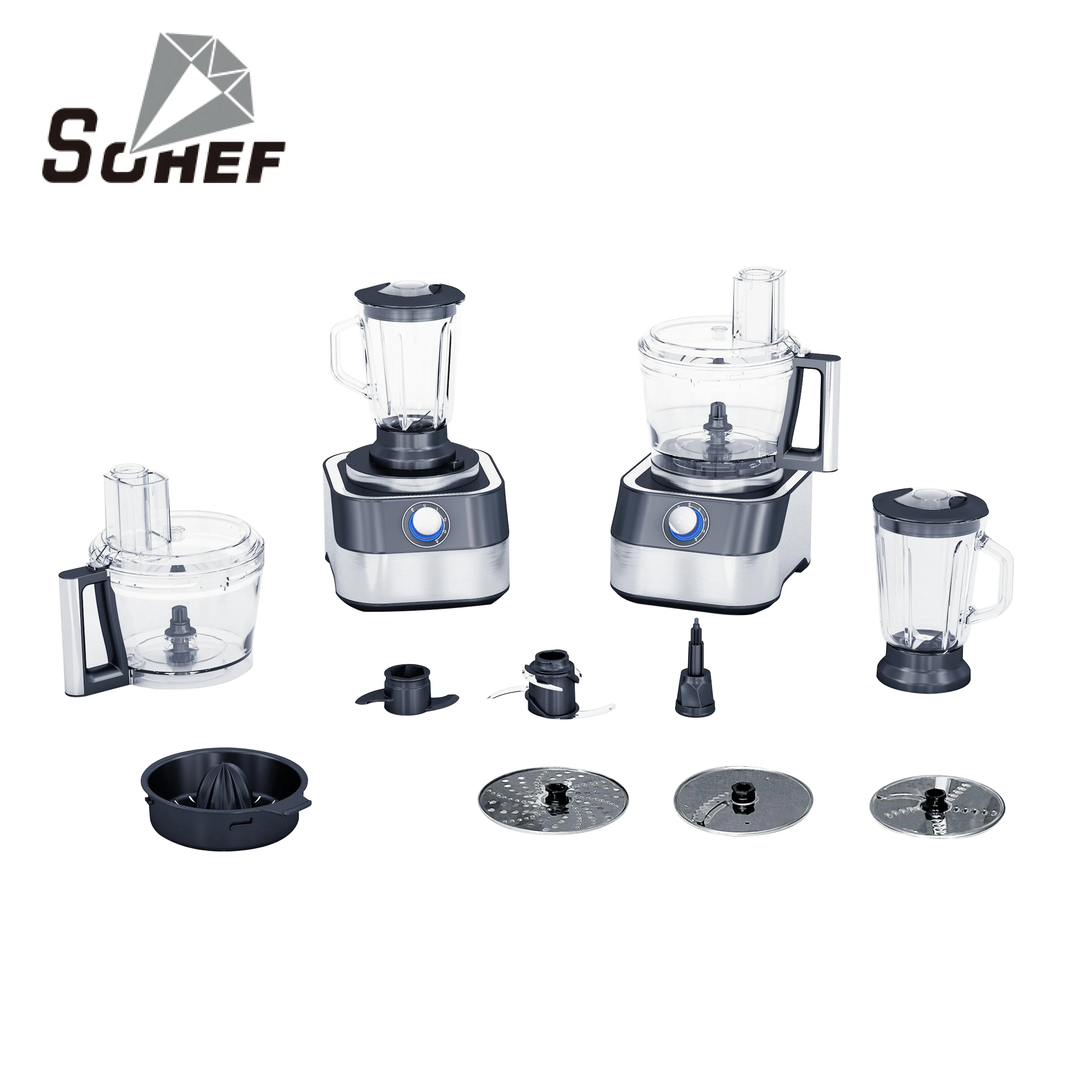 New Design 1000W 2.5L Electric Food Processor Blender 13-in-1 Multi-Function for Home Kitchen Use